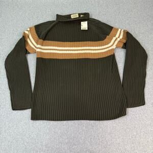 Vintage St. John's Bay Sweater Men's Size Large Knit Green Striped Cotton NWT